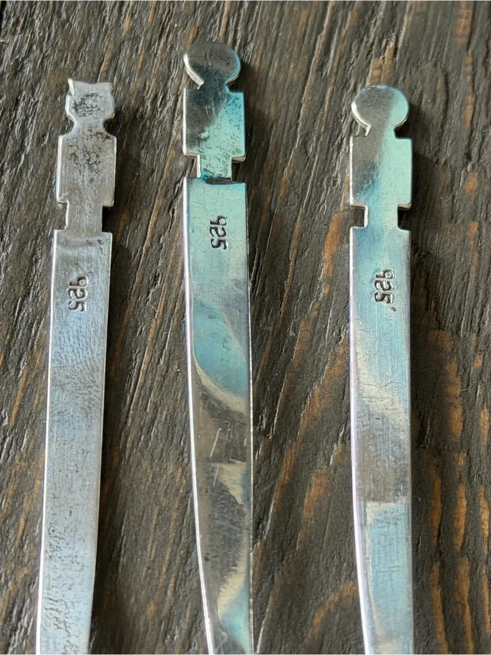 Vintage 925 Sterling Silver Figural Whimsical Cocktail Pick Fork Set of 3